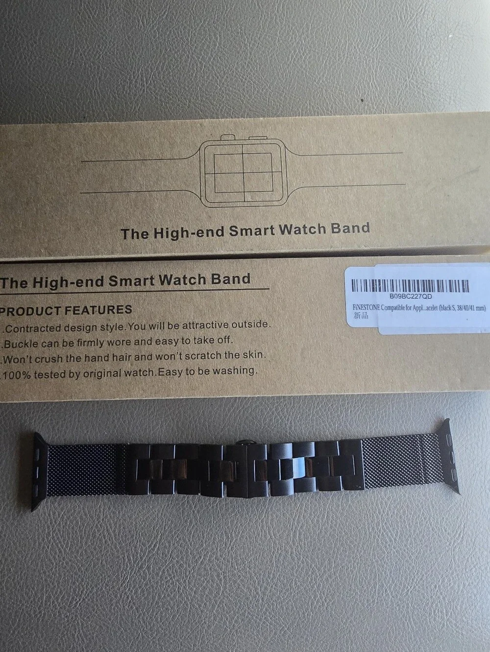 High-End Black Smart Watch Metal Mesh Band Compatible Wearables Sz. S, 38/40/41